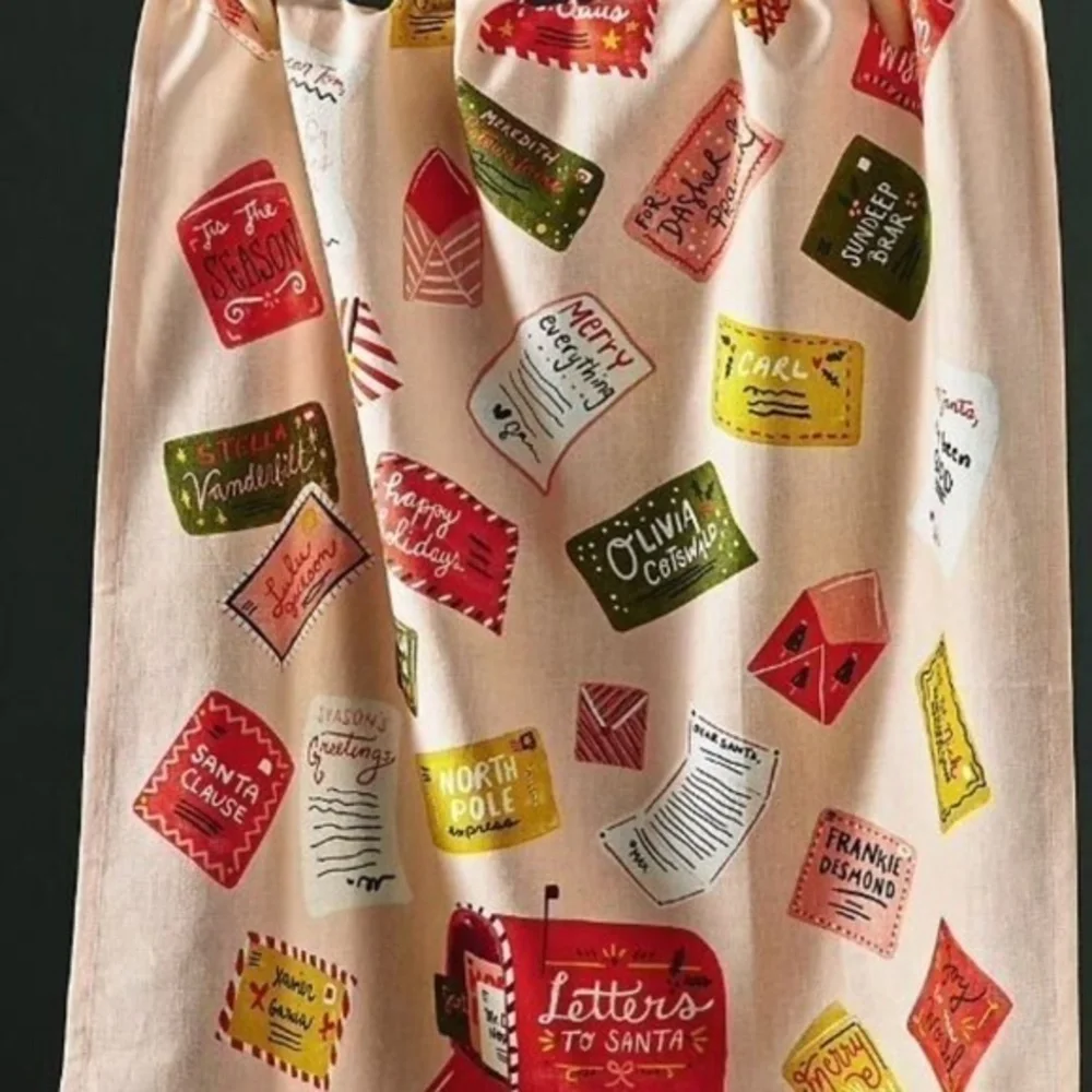 Anthropologie Festive Holiday Tea Towel - Red, Green, Gold - Picture 1 of 4